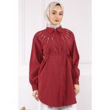 İmaj Butik Bordo Önü Taşlı Modal Tunik - 38