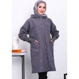 İmaj Butik Füme Fermuarlı Yün Kaşe Kaban - 38 - 40