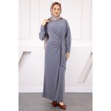 İmaj Butik Füme Yan Bağlamalı Elbise - 38 - 40