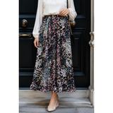 İmaj Butik Fuşya Bel Lastikli Desenli Viscon Etek
