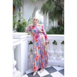 İmaj Butik Fuşya Eteği Katlı Çiçek Desenli Elbise - 44