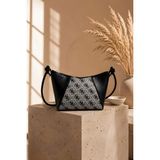 İmaj Butik Gri Monogram Desenli Mini Omuz Çantası