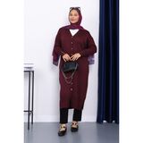İmaj Butik Kadın Mürdüm Soğuk İplik Triko Hırka Akrilik Malzeme ile Yeni Sezon Şıklığı - Standart