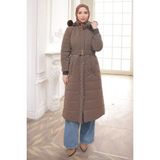 İmaj Butik Kahverengi Büyük Beden Kapüşonlu Şişme Mont - 52