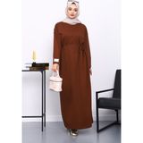 İmaj Butik Kahverengi Iki Iplik Modal Elbise - Standart