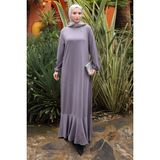 İmaj Butik Koyu Gri Eteği Katlı Kol Lastikli Modal Elbise - 38 - 40