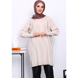 İmaj Butik Krem Soğuk İplik Merserize Triko Tunik - Standart