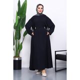 İmaj Butik Lacivert Bel Bağlamalı Piliseli Elbise - 36