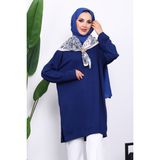 İmaj Butik Lacivert Bisiklet Yaka Modal Tunik - XL
