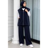 İmaj Butik Lacivert Garnili Yelek Pantolonlu Takım - S - M