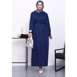 İmaj Butik Lacivert Iki Iplik Modal Elbise - Standart