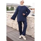 İmaj Butik Lacivert Ispanyol Kol Tunik Pantolonlu Takım - L - XL