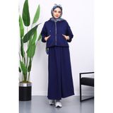 İmaj Butik Lacivert Üç Iplik Sweat Hırka Elbise Kombin Takım - M - L