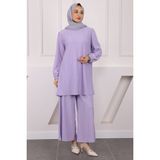 İmaj Butik Lila Bürümcük Tunik Pantolonlu Takım - XL