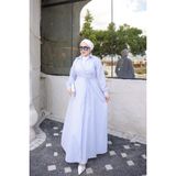 İmaj Butik Mavi Çizgili Yan Bağlamalı Elbise - 42 - 44