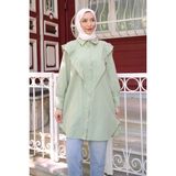İmaj Butik Mint Yeşili Ön Detaylı Kol Bağlamalı Tunik