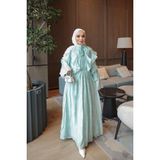 İmaj Butik Mint Yeşili Yaka Bağlamalı Fırfırlı Şifon Elbise - 44