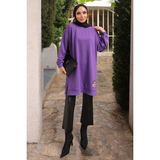 İmaj Butik Mor Bisiklet Yaka Armalı Tunik - 2XL