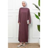 İmaj Butik Mürdüm Kol Katlı Oversize Modal Elbise - 38 - 40