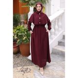İmaj Butik Mürdüm Kol Lastikli Pelerinli Elbise - 44 - 46