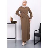 İmaj Butik Olive Önü Drapeli Tokalı Krep Elbise - 40