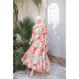 İmaj Butik Oranj Eteği Katlı Çiçek Desenli Elbise - 48