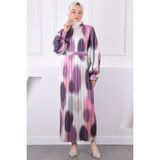 İmaj Butik Pembe Bel Kuşaklı Pileli Elbise - 42 - 44