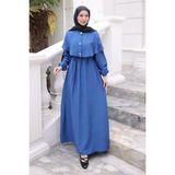 İmaj Butik Saks Mavi Kol Lastikli Pelerinli Elbise - 42 - 44