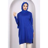 İmaj Butik Saks Mavi Merserize Salaş Triko Tunik - Standart