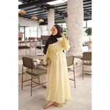 İmaj Butik Sarı Geniş Kol Kuşaklı Elbise - 38 - 40