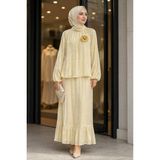 İmaj Butik Sarı Kol Lastikli Bronş Detaylı Bluz Etekli Takım - 38