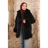 İmaj Butik Siyah Astarlı Cepli Kürk Kaban - 44