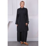 İmaj Butik Siyah Beli İpli Tunik Elbise Kombin Takım - 38 - 40