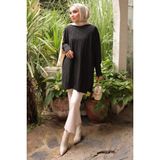 İmaj Butik Siyah Bisiklet Yaka Soğuk İplik Triko Tunik - Standart