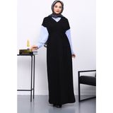 İmaj Butik Siyah Gömlek Garnili Iki Iplik Elbise - 38 - 40