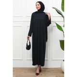 İmaj Butik Siyah Kol Katlı Oversize Modal Elbise - 38 - 40