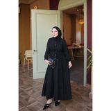 İmaj Butik Siyah Kol Lastikli Eteği Katlı Müslin Elbise - 40