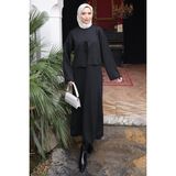 İmaj Butik Siyah Merserize Triko Hırka Elbise Ikili Kombin Takım - Standart