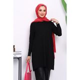 İmaj Butik Siyah Soğuk İplik Triko Tunik - Standart
