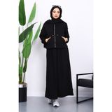 İmaj Butik Siyah Üç Iplik Sweat Hırka Elbise Kombin Takım - M - L