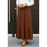 İmaj Butik Taba Eteği Katlı Bel Lastikli Bürümcük Etek - Standart