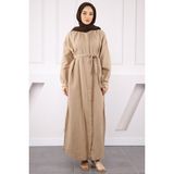 İmaj Butik Vizon Bel Kuşaklı Müslin Elbise - 42 - 44