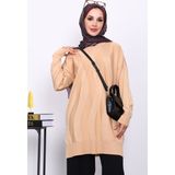 İmaj Butik Vizon Bisiklet Yaka Soğuk İplik Triko Tunik - Standart