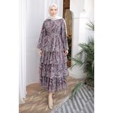 İmaj Butik Vizon Eteği Katlı Desenli Şifon Elbise - 38 - 40
