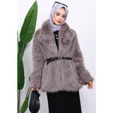 İmaj Butik Vizon Kemerli Kısa Kürk Kaban - 38