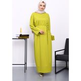 İmaj Butik Yağ Yeşili Iki Iplik Modal Elbise - Standart
