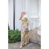 İmaj Butik Yeşil Eteği Katlı Çiçek Desenli Elbise - 42