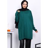 İmaj Butik Zümrüt Yeşili Soğuk İplik Merserize Triko Tunik - Standart