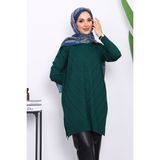 İmaj Butik Zümrüt Yeşili Soğuk İplik Triko Tunik - Standart
