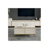 İmaj Modern Kapaklı Orta Sehpa – 90X45 Cm | Mermer Desenli Ve Gold Detaylı Traverten